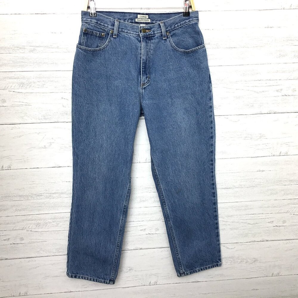L.L. Bean Women's Jeans Original Fit Relaxed Straight Leg Cotton size 12P READ!